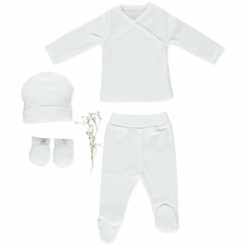 White 4 Pieces Baby Set
