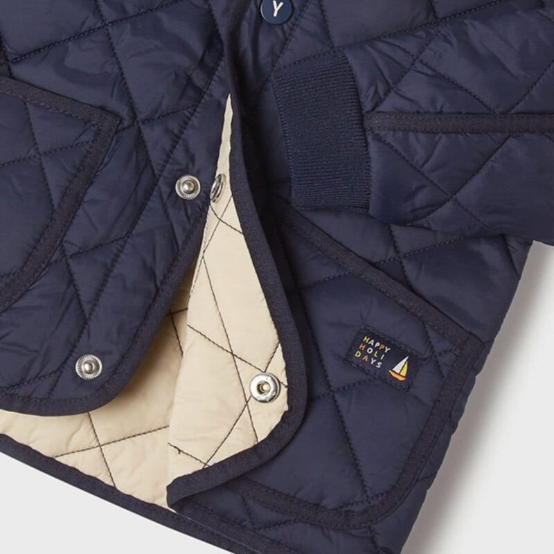 Boys Blue Quilted Coat - Image 3
