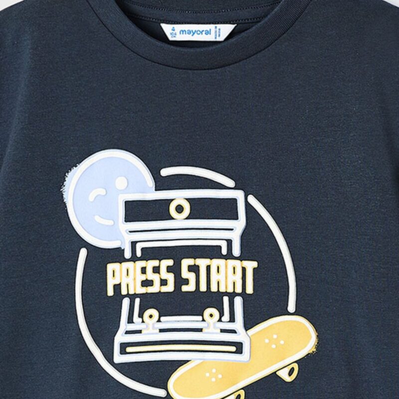 Navy Blue T-shirt Press Start - Image 3