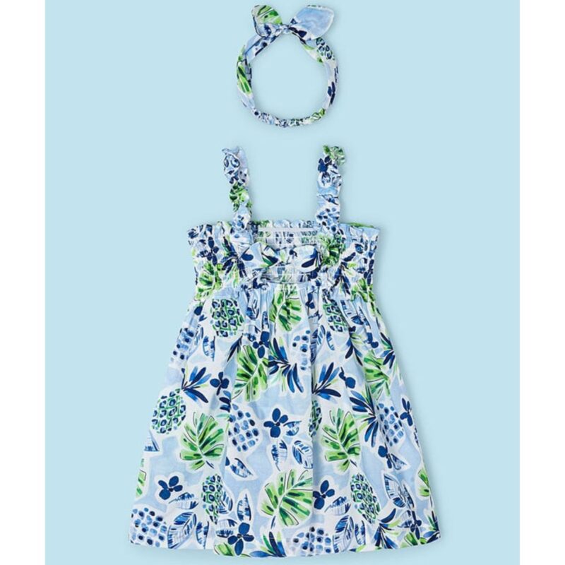 Dark Blue Pineapple Cotton Dress - Image 2