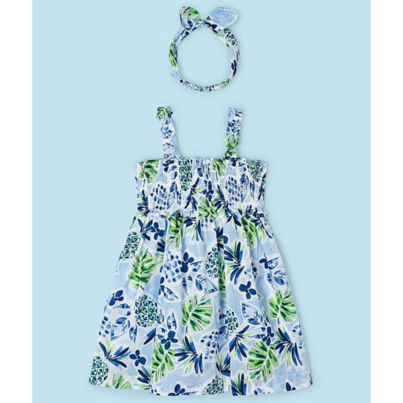 Dark Blue Pineapple Cotton Dress - Image 3