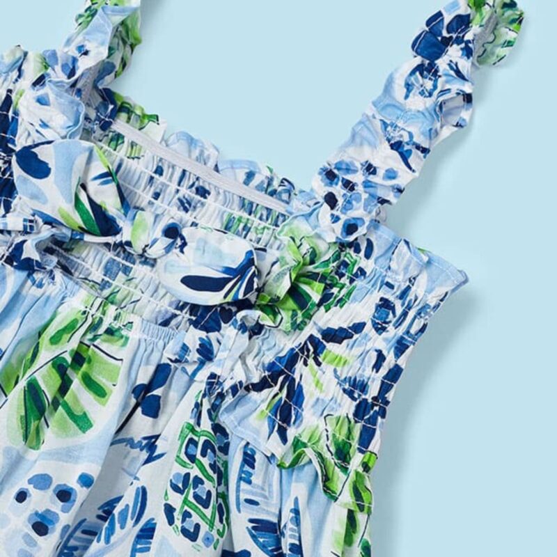 Dark Blue Pineapple Cotton Dress - Image 4