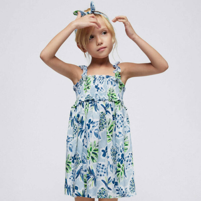 Dark Blue Pineapple Cotton Dress