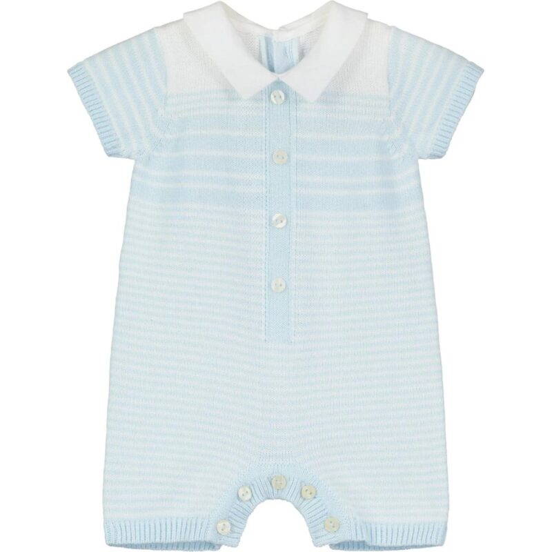 Fabian Blue Knitted Boys Romper - Image 2