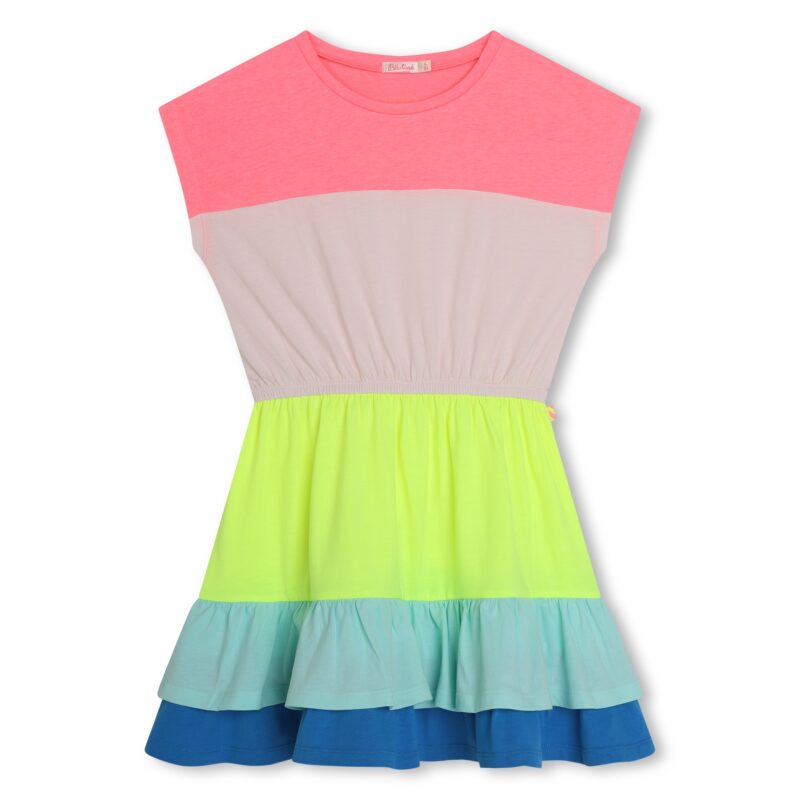 Girls Pink Striped Cotton Dress - Image 6