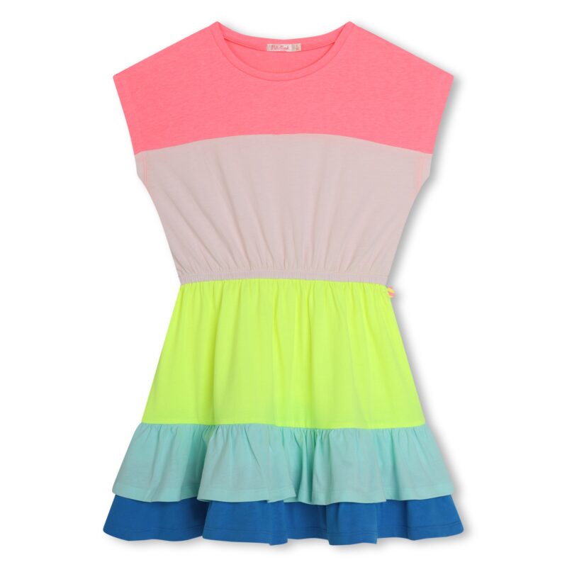 Girls Pink Striped Cotton Dress - Image 5