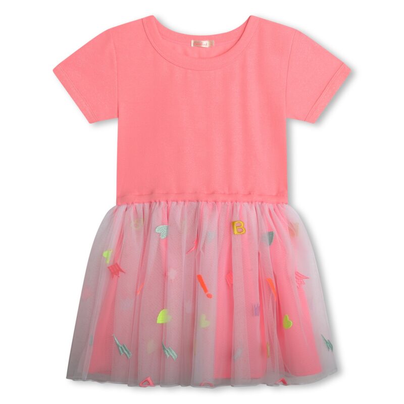 Girls Pink Embroidered Tulle Dress