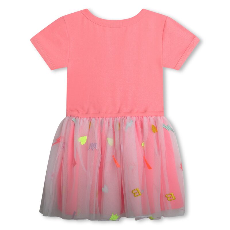 Girls Pink Embroidered Tulle Dress - Image 2