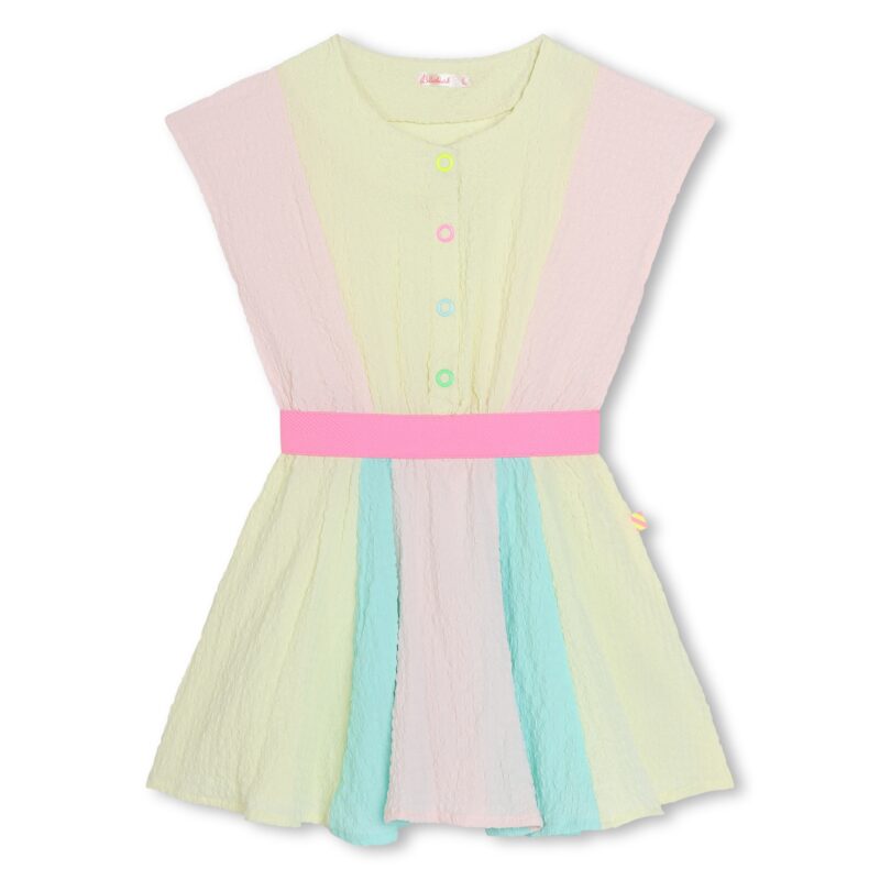 Girls Yellow Striped Seersucker Dress - Image 2