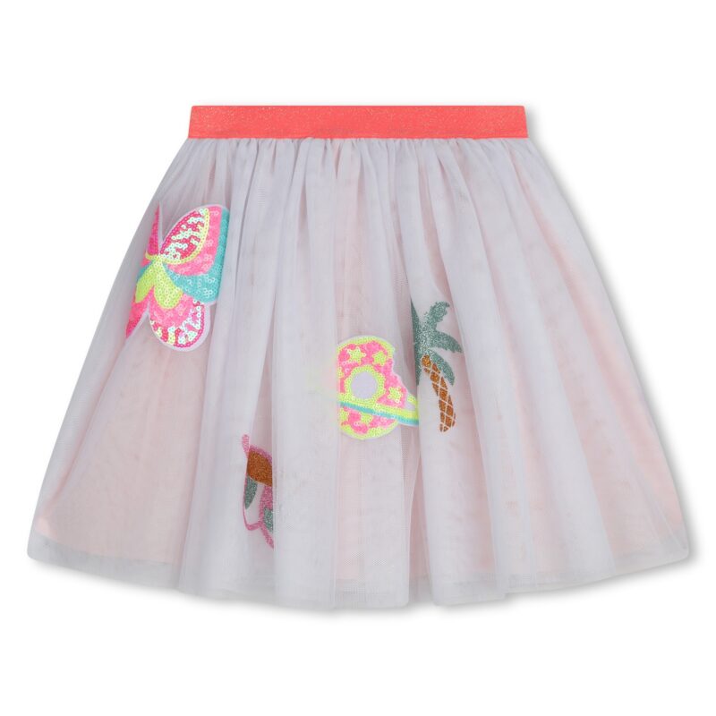 Girls White Sequin & Glitter Tulle Skirt