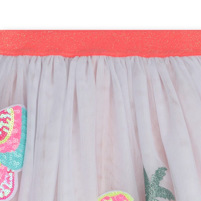 Girls White Sequin & Glitter Tulle Skirt - Image 3