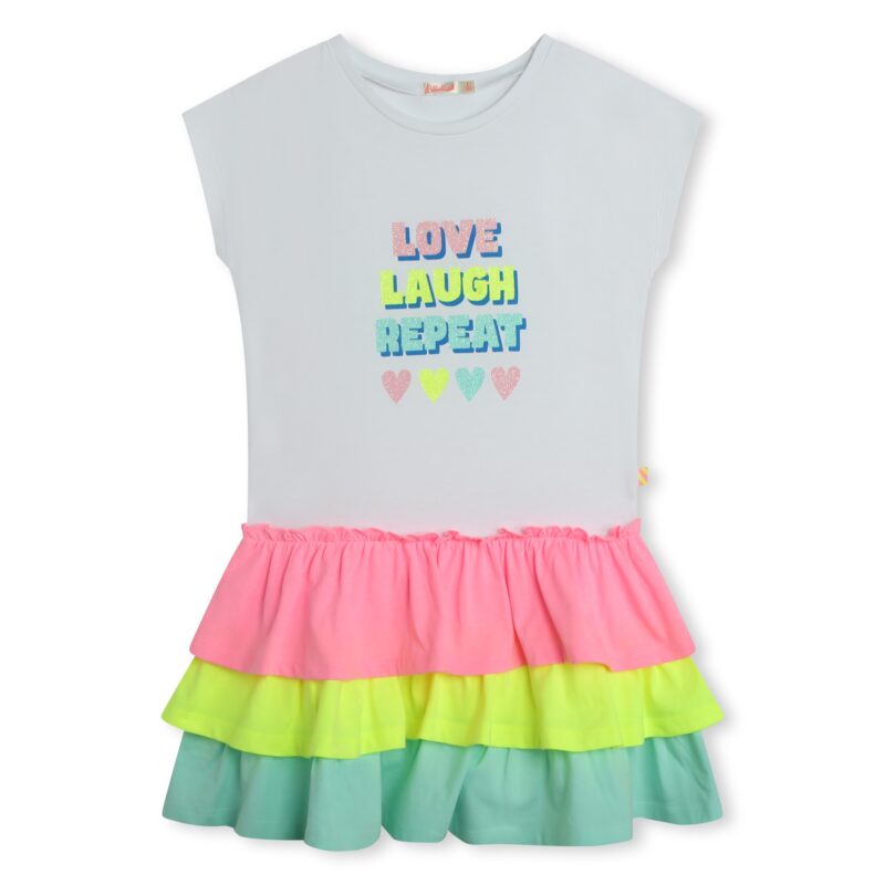 Girls White Tiered Cotton Dress - Image 4