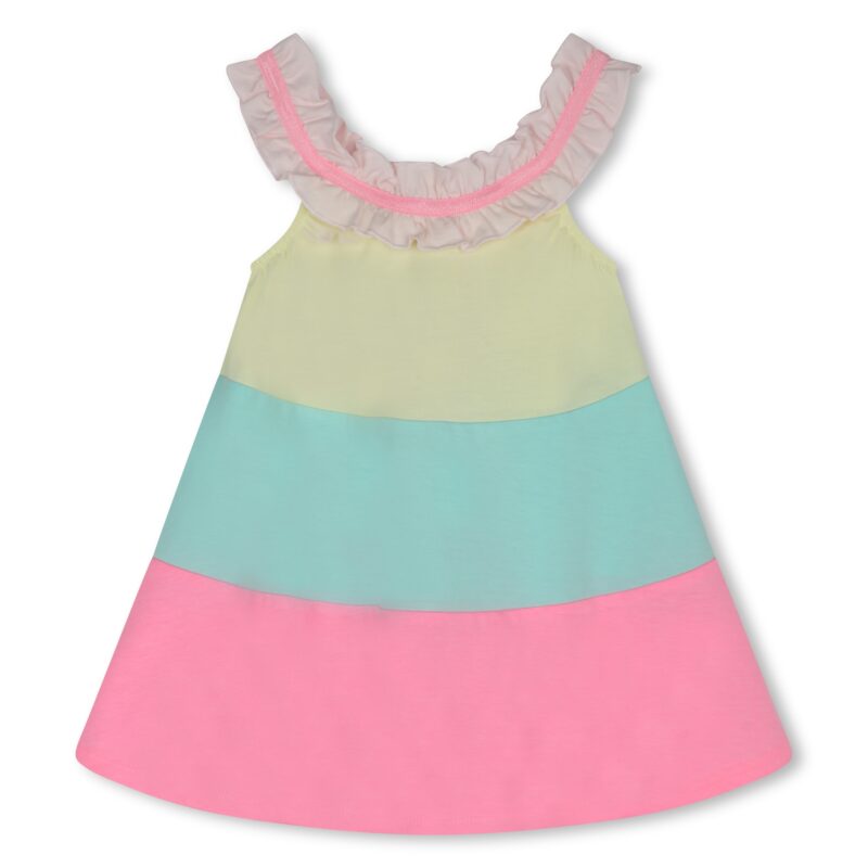 Baby Girls Neon Pink Cotton Jersey Dress In Multicolor - Image 2