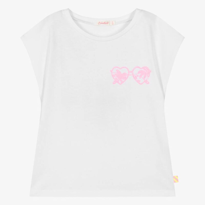 Girls White Cotton Seaside Print T-Shirt - Image 5
