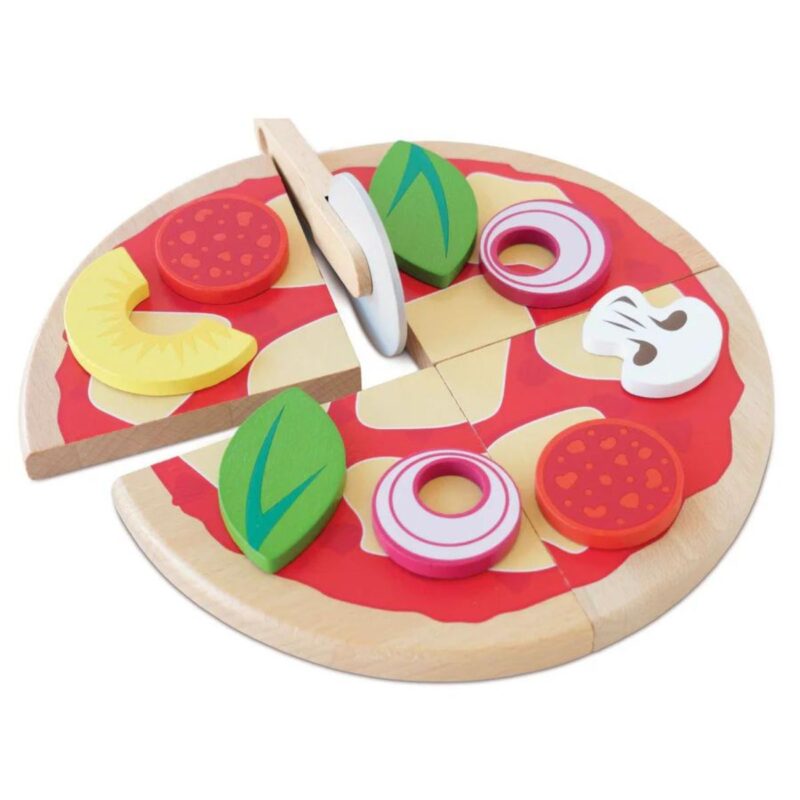 Pizza and Toppings with Slice Cutter