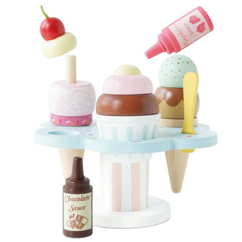 Wooden Ice Cream Stand and Toppings
