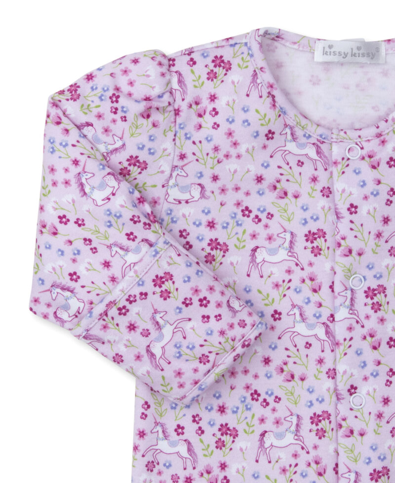 Girls Pink Pima Cotton Unique Unicorns Babygrow - Image 2