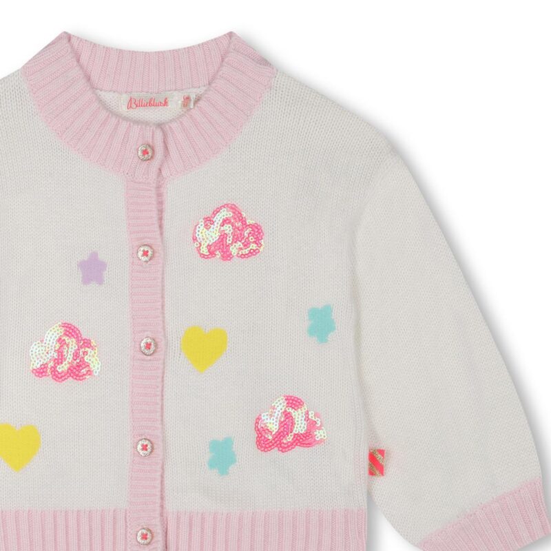 Ivory Girl Cardigan With Hearts And Stars - Image 2