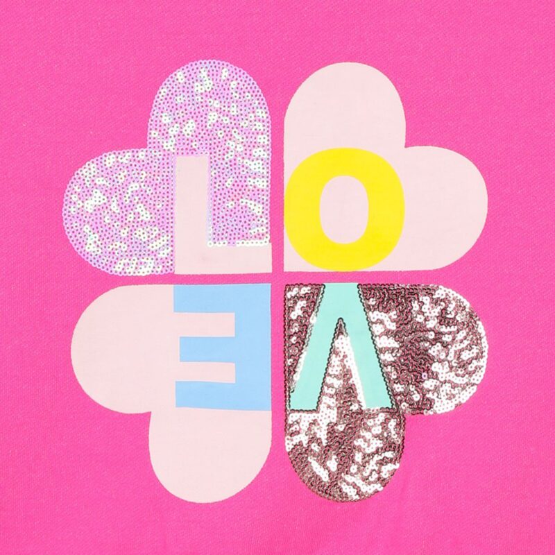 Girls Pink Love Sweatshirt - Image 3