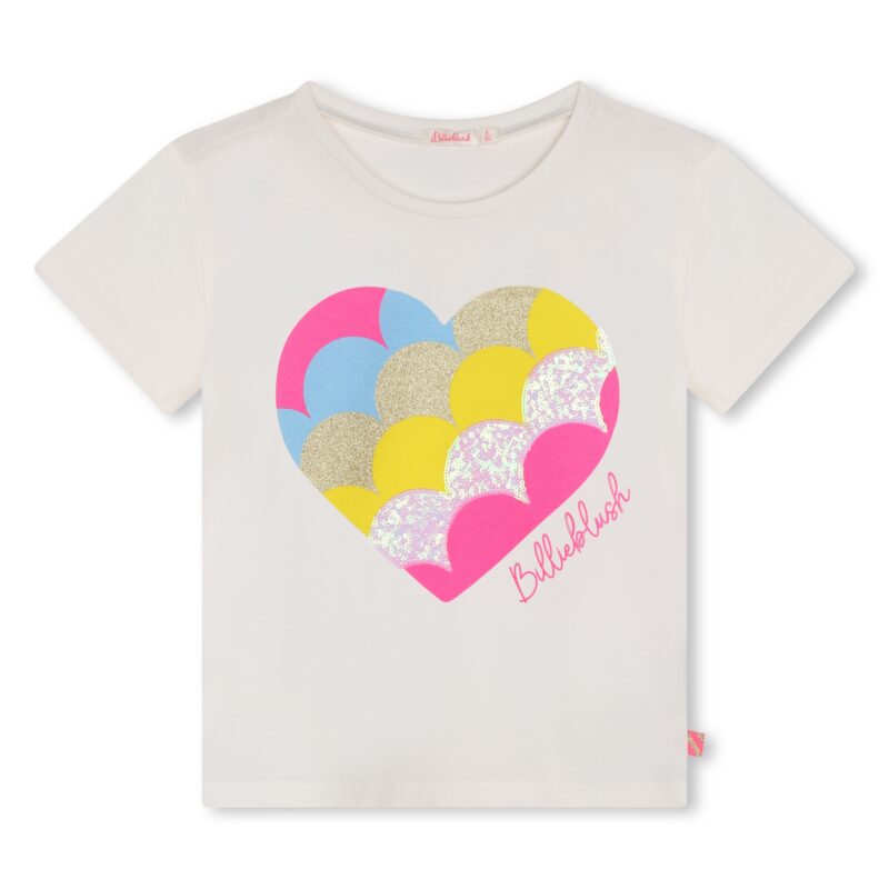 Short Sleeved White Heart T-shirt