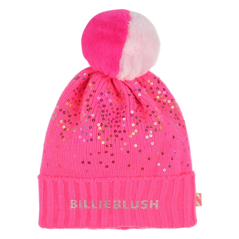 Girls Pink Knitted Pom-Pom Hat