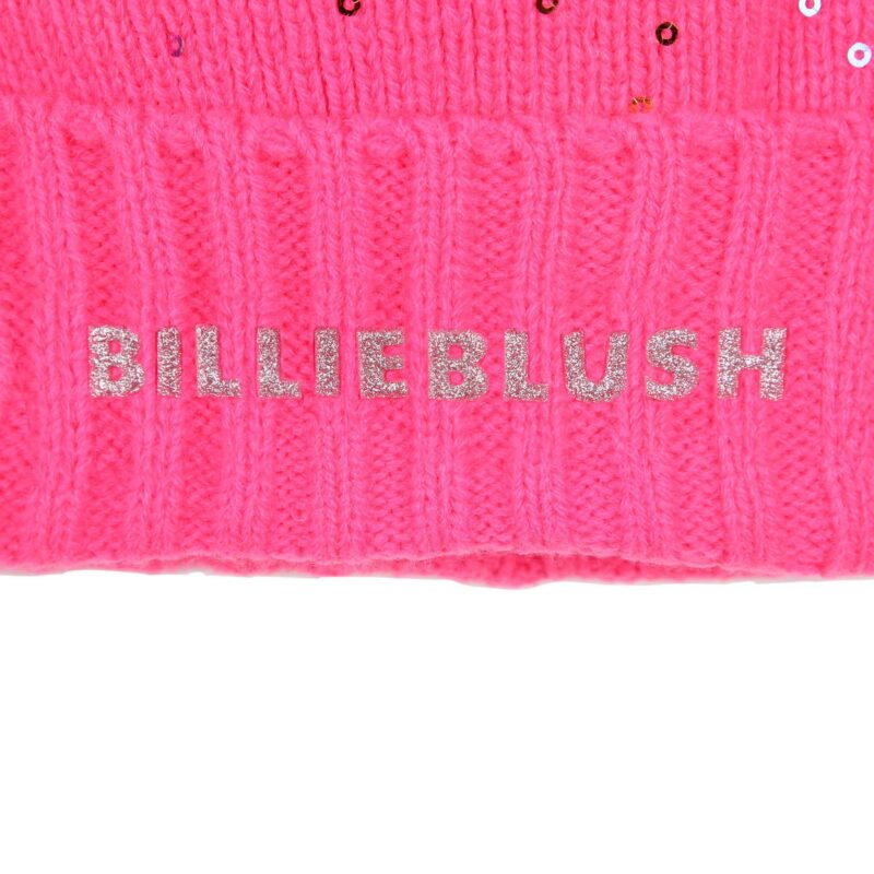 Girls Pink Knitted Pom-Pom Hat - Image 3