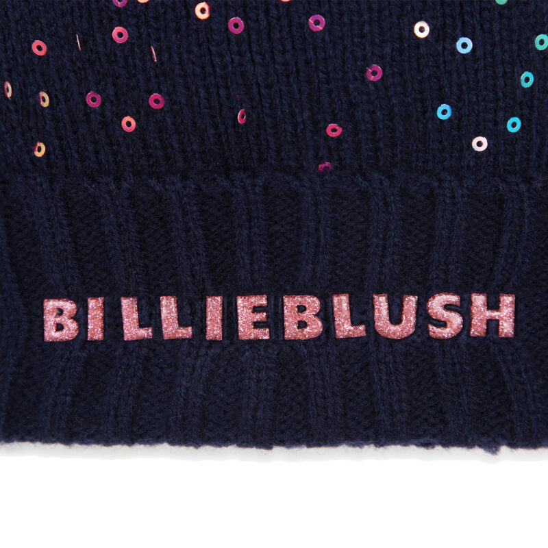 Girls Navy Knitted Pom-Pom Hat - Image 3