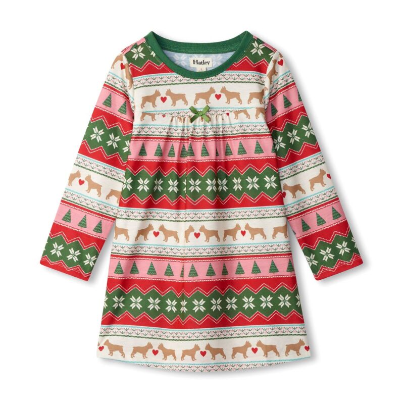 Puppy Hearts Fair Isle Long Sleeve Nightdress