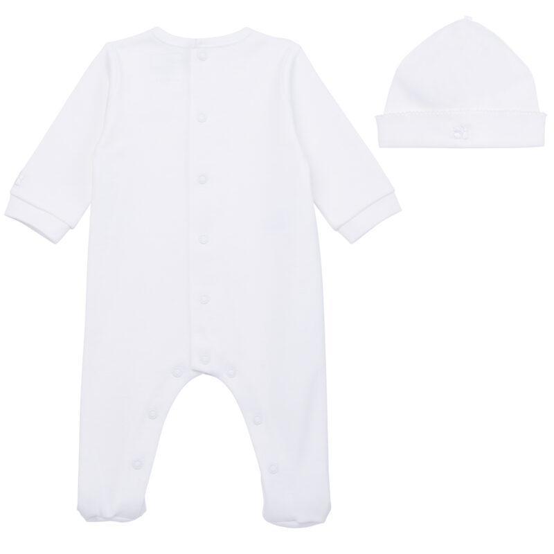 Heath White Unisex Babygrow and Hat - Image 2