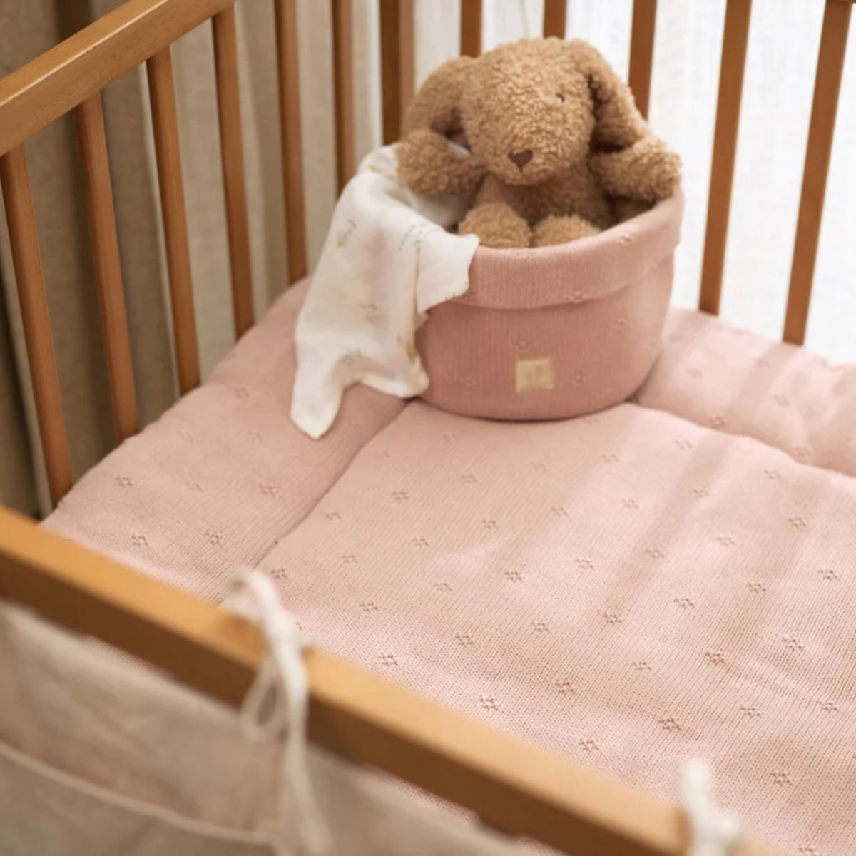 Playpen Mat 75x95cm Check Knit - Wild Rose - Image 3