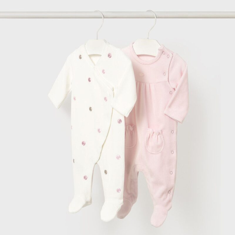 Newborn set of 2 rompers with feet