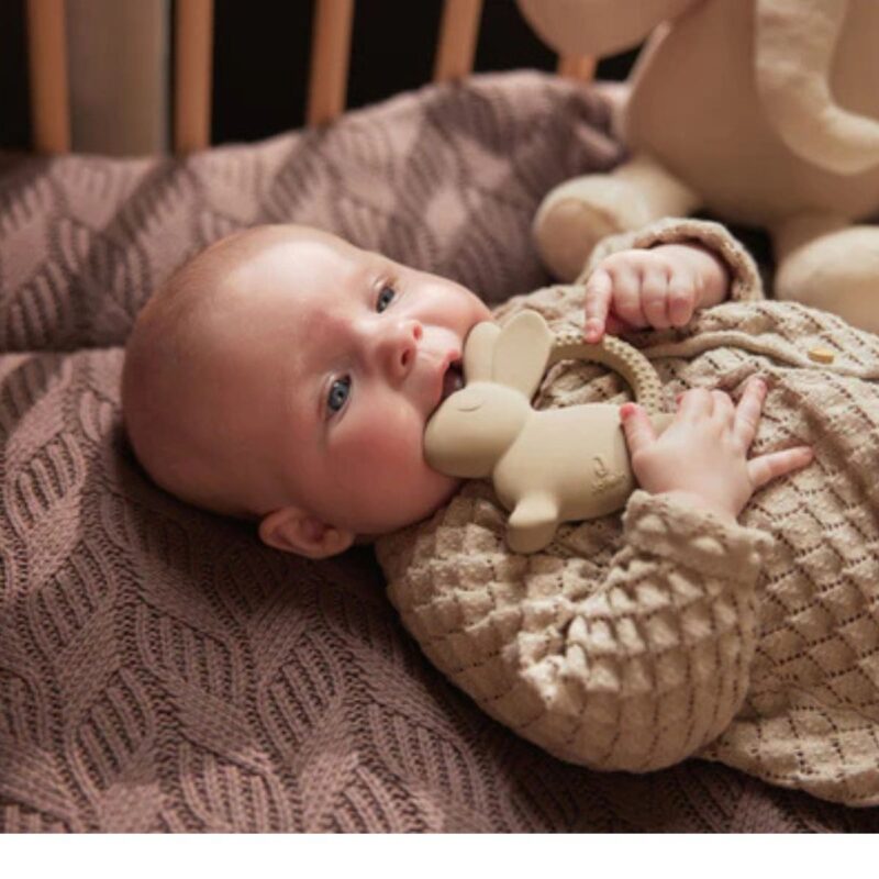 Teething Ring Rubber Bunny - Nougat - Image 3