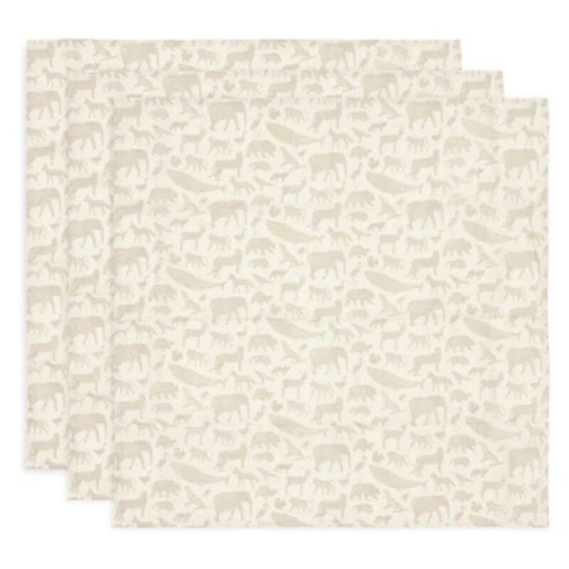 Cloth Muslin 70x70cm Animals - Nougat - 3 Pack