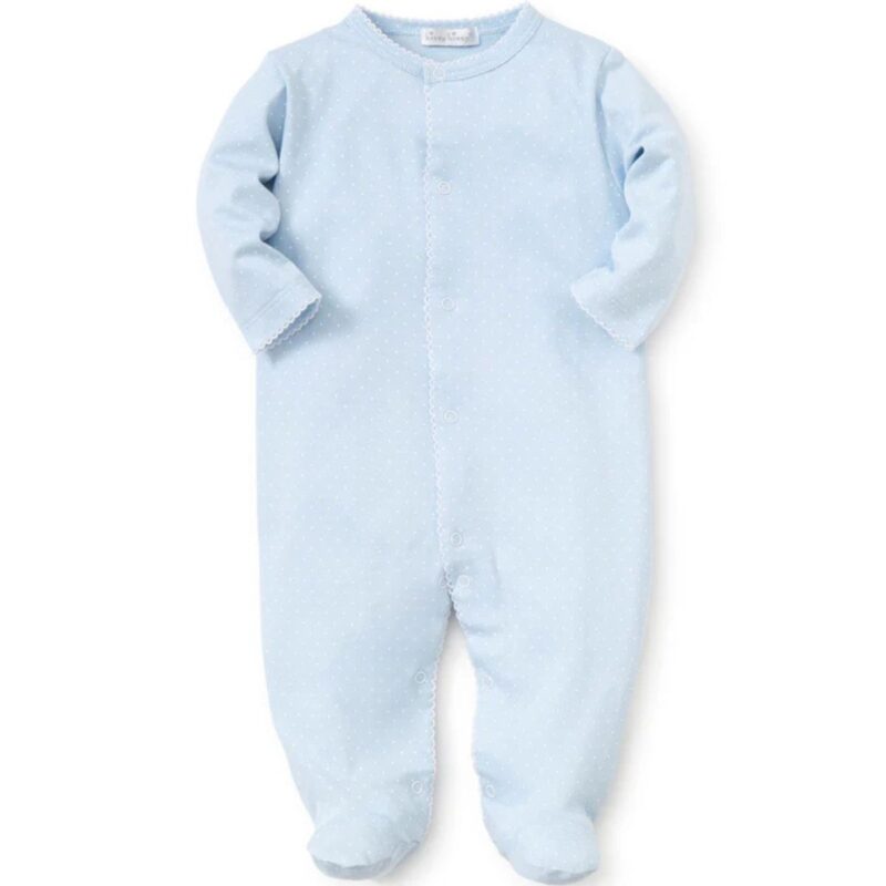 Blue/White New Kissy Dots Print Footie