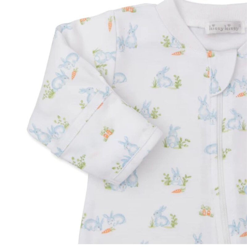 Baby Bunny Patch Blue Zip Footie - Image 2