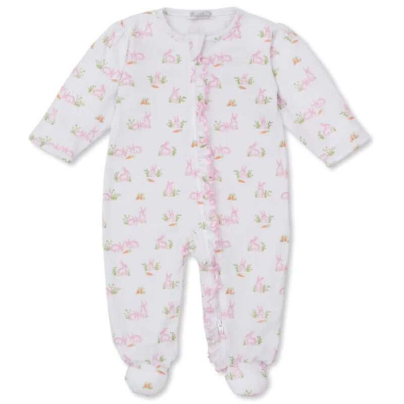 Baby Bunny Patch Pink Zip Footie
