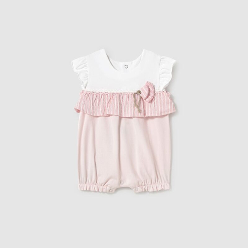Newborn Girl Stripe Flower Detail Romper
