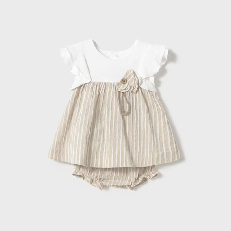 Newborn girl combined Gray dress with nappy cover