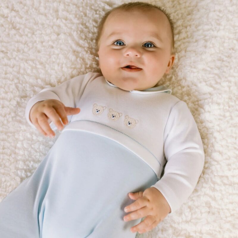 Jasper Blue Boys Teddy Babygrow and Hat - Image 3