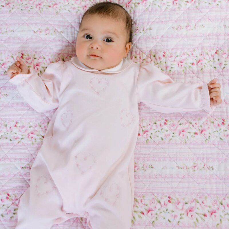 Jenna Baby Girls Heart Embroidery Babygrow - Image 3