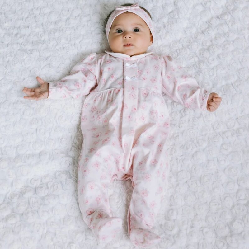 Joanne Girls Floral Print Babygrow and Hairband - Image 3