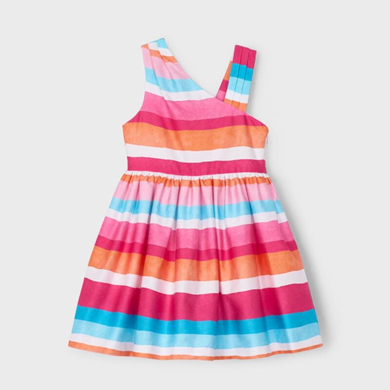 Girl asymmetric striped dress