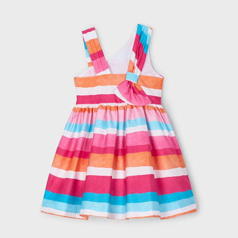 Girl asymmetric striped dress - Image 2