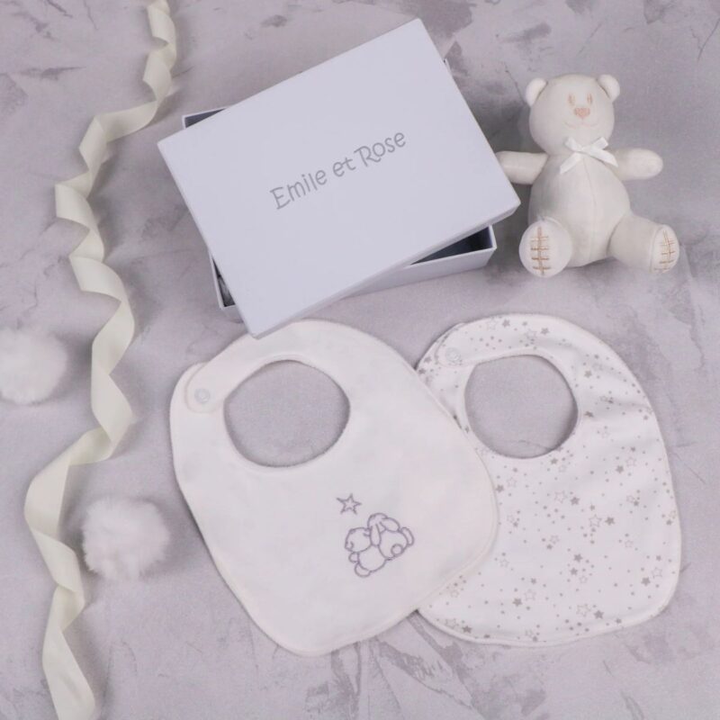 Teddie Grey Star Print Bib Gift Set