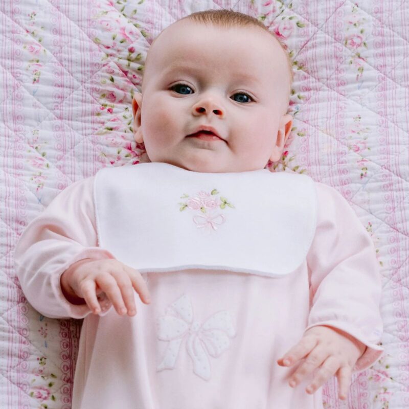 Tilda Pink Floral Print Bib Gift Set - Image 3