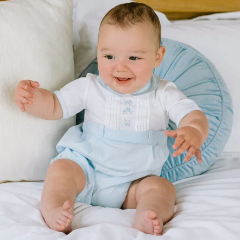Jarvis Blue Boys Toy Embroidery Romper - Image 3