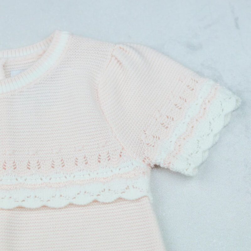Josie Pink Girls Pretty Knit Romper - Image 2
