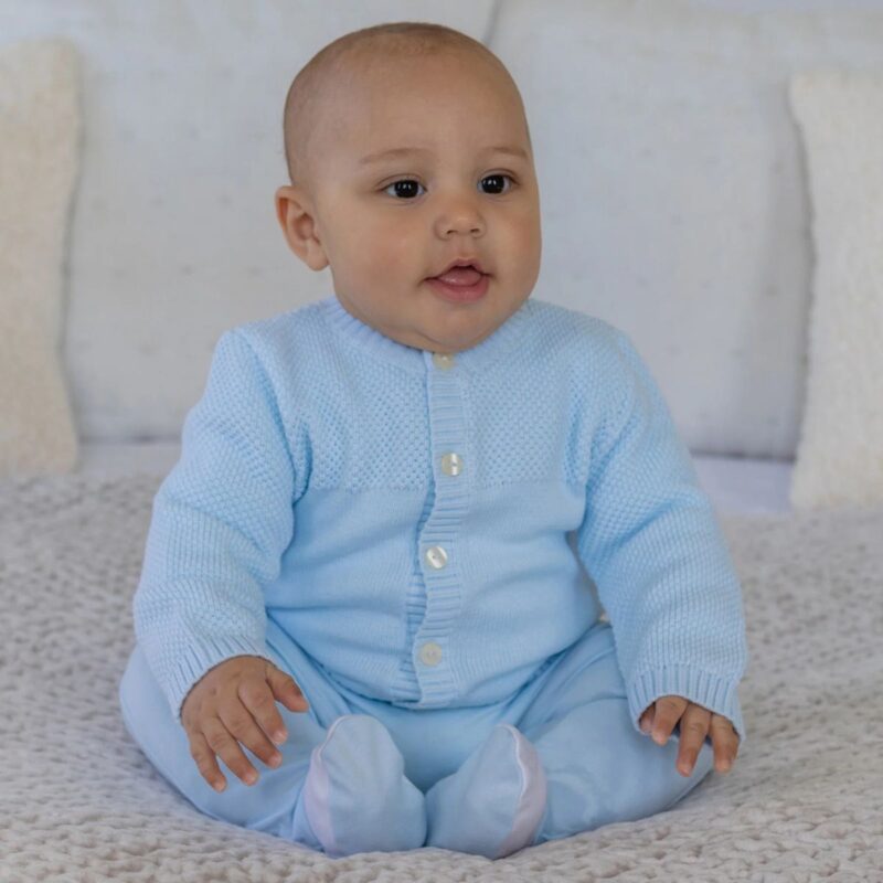 Cypress Blue Knit Baby Cardigan - Image 2
