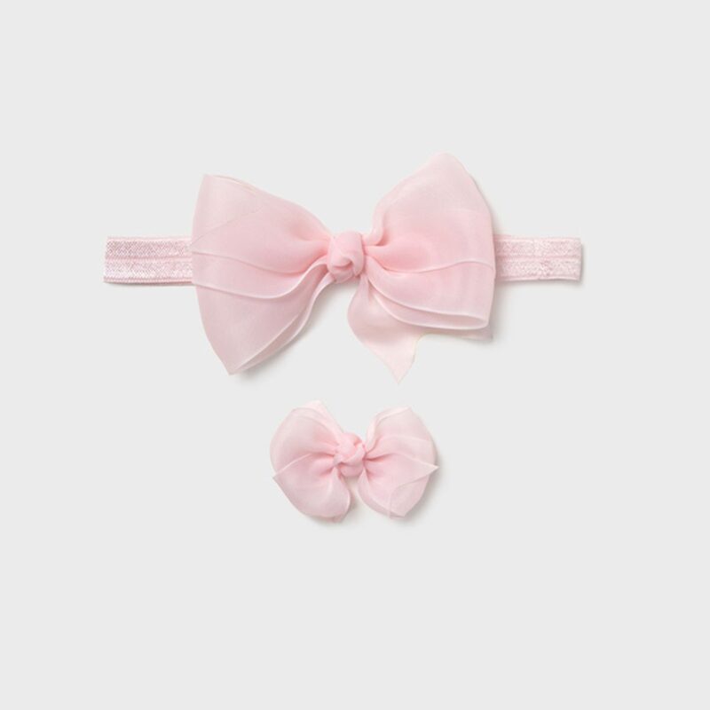 Newborn Girl Bow Clip And Headband Rose Set