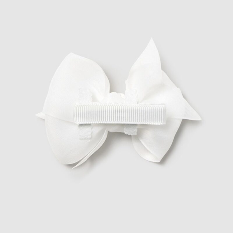 Newborn Girl Bow Clip And Headband White Set - Image 2